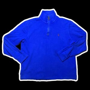 Men’s Polo Ralph Lauren 1/4 Zip Long Sleeve Royal Blue Sweater M EUC